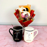 Crochet Bouquet with Ceramic Couple Mug Gift Set BPL-713
