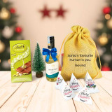 Christmas Gift Pouch with White Wine 187ml & Chocolates JNK-5444