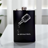 Personalized Black Liquor Holder Stainless Steel Hip Flask- 9 oz
