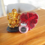 Ganesh Statue with Artificial Rose & Candle Set SPM-261