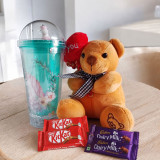 Teddy, Unicorn Bottle & Chocolates Combo