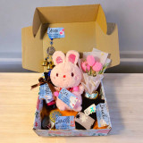 5 Sense Surprise Box with Mini Red Wine, Teddy & Crochet Flowers JNK-5570