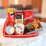 Festive Celebration Sip, Glow & Snacks Basket Hamper BPL-770