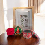 Spiritual Grace Gift Set With Gautam Buddha Showpiece, Candle & Crochet Flower SK-1423