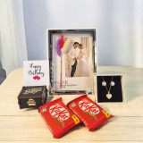 Birthday Gift Set With Personalised LED Photo Frame, Music Box & Jewellery SK-1494