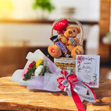 Birthday Surprise Set With Teddy, Crochet Flowers & Sweet Treat SK-1498