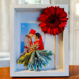 Elegant Money Dress with Red Flower in Personalized Frame with Photo SK-1527
