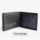 Wenz Black Bi-Fold Wallet – Name Printed Front & Personalized Message Inside SPM-390
