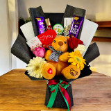 Charming Gift Bouquet with Teddy & Flowers for Her JNK-5833