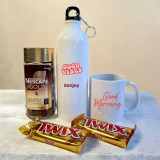 Good Morning Mug with Coffee, Twix & Personalized Bottle SPM-422