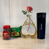 Personalized Vaccum Mug, Coffee & Cookies Gift with Heart Vase SPM-428