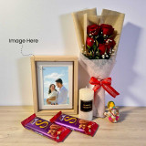 Red Roses, Chocolates & Personalized Flip Frame Gift Set SPM-434