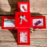 4 Layer Explosion Box with Chocolates & Teddy Keyring JNK-5871
