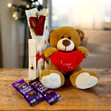 Romantic Gift Set For Her with Stylish Locket, Cute Teddy & Red Roses SK-1531