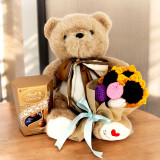 Adorable Teddy with Lindt Chocolates & Crochet Bouquet JNK-5930
