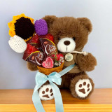 Teddy with Crochet Flowers & Chocolates JNK-5931