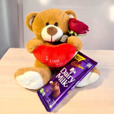 Red Heart Teddy with Chocolate & Rose Gift Set BPL-802