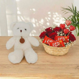 Teddy with Chocolates & Roses in a Basket