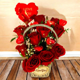 Love Gift Basket with Roses & Gourmet Chocolates JNK-5942
