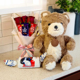 Adorable Teddy Gift Combo with Chocolates & Roses JNK-5950