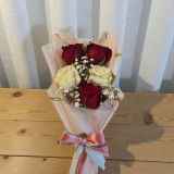 Elegant Harmony of Red & White Roses Bouquet