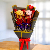 Red Roses, Chocolates & Teddy Keyring Gift Bouquet SPM-472