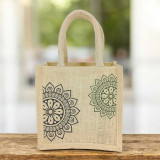 Mandala & Floral Printed Jute Bag 8"-Small SPM-476