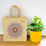 Personalized Mandala Jute Bag & Money Plant Gift Set