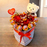 Teddy Keyring, Roses & Lolly Pops Box JNK-6003