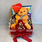 Teddy with Chocolates & Roses Box JNK-6044