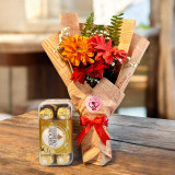 3 Gerbera Bouquet & Ferrero Chocolate Gift set BPL-819