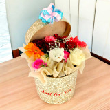 Teddy Design Keyring & Flowers Box JNK-6091