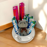 Teddy Keyring & Chocolates in a Marble Pot