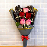 Romantic Mix of Red and Pink Roses Bouquet SK-1533