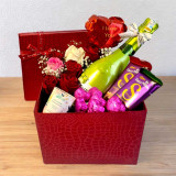 Love & Indulgence Gift with Red Wine, Chocolates & Roses JNK-6237