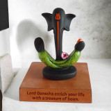 Lord Ganesha on Trunk Abstract Statue On wooden Stand with Message engraved On SK-1544