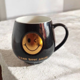 Cute 'Keep Your smile' Wink Emoji Black Ceramic Coffee Mug SP-7792