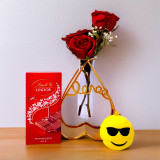 Sweet & Stylish Surprise with Roses & Glass Vase JNK-6258