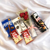 Rose Bouquet with Chocolates & Pringles JNK-6259