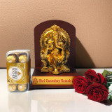 Blessed Ganesh Gift with Ferrero Rocher & Roses