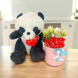 Cute Baby Panda Gift Set with Fresh Roses & Chocolates Hamper SK-1556
