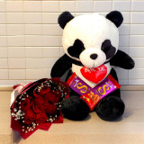 Romantic Roses Bouquet, Teddy & Chocolate Gift Set BPL-867