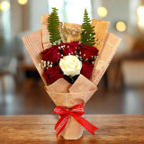 Red Roses & White Rose Bouquet JNK-6169