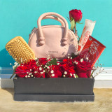 Graceful Style Gift with Roses & Hand Bag for Her