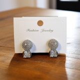 Double-Sided Crystal Stud Earrings with Pavé Ball & Square Cut Drop