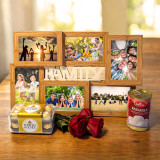 Customized Family Memory Frame with Rasgulla, Ferrero Rocher & Red Roses SK-1600