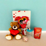 Romantic Teddy, Chocolate & Crochet Flower Bouquet Gift For Her SK-1630