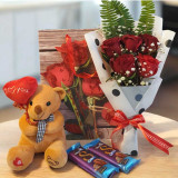 Lovely Roses, Teddy & Chocolate Gift Bag BPL-895