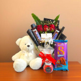 Valentine’s Day Gift Pack with Chocolates, Teddy, Candle & Earrings BPL-909
