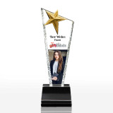 Best Wishes Crystal Trophy with Personalized Company Logo & Recipient Photo SK-1672
